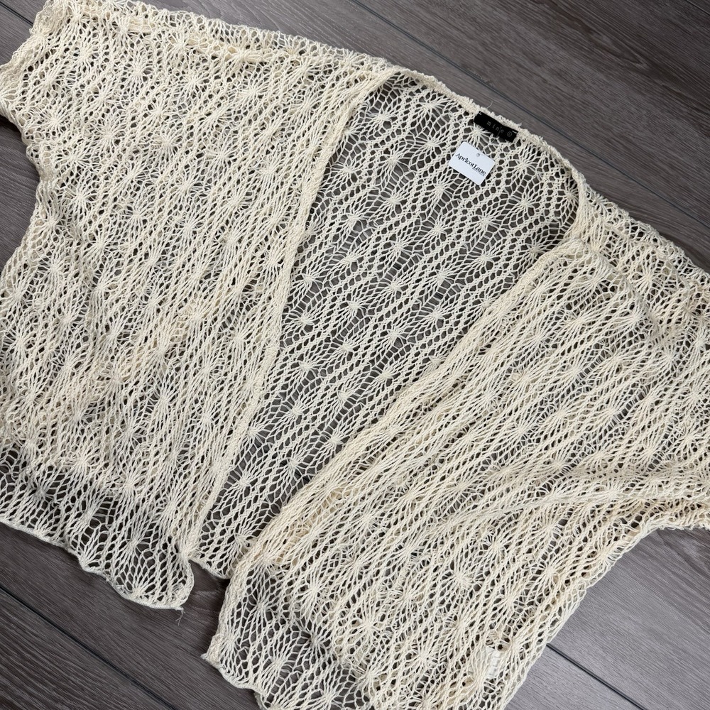 Mine Women's Crochet Open Cardigan Shrug Top Beige Size Large